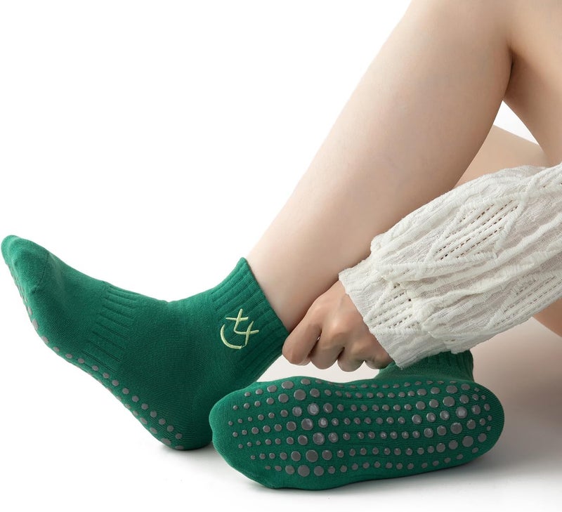 Soxbang 3/6 Pairs Cute Pilates Socks with Grips,Yoga Socks Barre Sock Non Slip Grip Embroidery for Barre Ballet Workout - Image 2